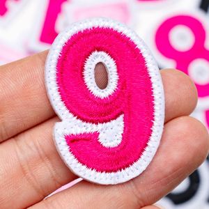 4.5cm pink Jersey Numbers 0-9 Embroidery Patch DIY Clothes Embroidered Number <b>Iron</b> on Patches for Backpack Shoes Hats Decoration - Product Image 2