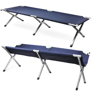 Good Price 600D Polyester 1.2mm Steel Legs Camping Stretcher Bed And Folding Cot Bunk Bed And Foldable Camping Bed