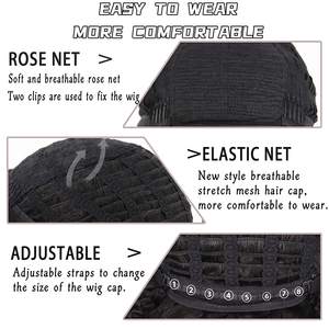 Perruques afro courtes bouclées de 14 pouces pour femmes noires, perruque afro bouclée crépue avec frange, fibre synthétique, perruque complète - Product Image 6