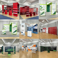 Stand d'exposition 3x3m à montage facile avec structure en aluminium, tissu tendu et logo personnalisé imprimé, comptoir d'accueil pour salons professionnels