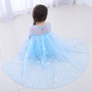 Enfants Costume Petite Fille Robe Bleue <span class=keywords><strong>Reine</strong></span> <span class=keywords><strong>Des</strong></span> <span class=keywords><strong>Neiges</strong></span> Cape Princesse <span class=keywords><strong>Elsa</strong></span> Robe DISP-013 - Product Image 5