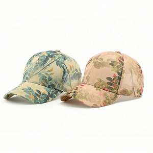 Casquette de baseball ethnique pour femme 2025 – Printemps/Été – Protection solaire extérieure – Personnalisée – Calotte rigide – Tendance – Motif feuille imprimé - Product Image 3