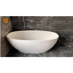 Baignoire autoportante ovale en acrylique blanche moderne pour salle de bain - Product Image 5