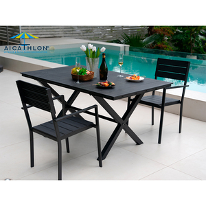 Venta al por mayor impermeable al aire libre restaurante muebles de madera <span class=keywords><strong>como</strong></span> jardín mesa de comedor y sillas Patio juegos de mesa de jardín - Product Image 3