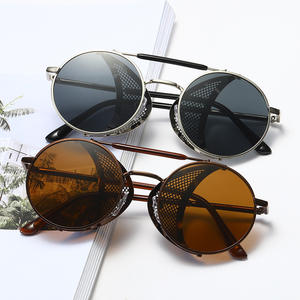 Lunettes de Soleil <span class=keywords><strong>Steampunk</strong></span> Vintage Personnalisées Pare-Brise Punk Lunettes de Soleil Miroir Rond Rétro Alliage Métal Cadre UV400 <span class=keywords><strong>Film</strong></span> - Product Image 4