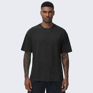 Camiseta de hombre de corte holgado y relajado con hombros caídos, cuello redondo, informal, ecológica, transpirable, de secado rápido, hecha de algodón y spandex, fabricada en Bangladesh. - Product Image 1