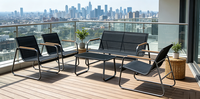 Ensemble de chaises de jardin modernes en acier noir, design nouveau, multifonctionnel, durable, avec table basse