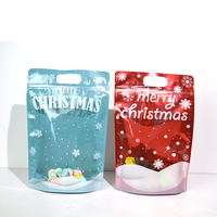 Sac d'emballage en plastique à fermeture éclair réutilisable Stand Up Display Christmas Ziplock Gift Candy Biscuit Bag