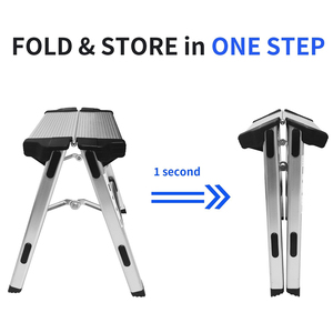 Plataforma de Trabajo, Taburete Escalera Plegable, Estante Estable, Aluminio Plegable con Certificación EN131, Capacidad de Carga de 150 kg, Interior/Exterior, para Camping - Product Image 2