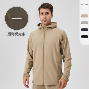 Yu'er Love <b>Men's</b> Windproof Hooded <b>Jacket</b> Autumn Winter Zip Up Outdoor <b>Running</b> Fitness Casual Sport Coat With Reflective Strip - Product Image 1