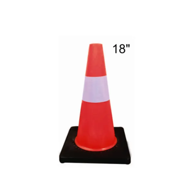 Sinal de aviso de segurança de trânsito com cone base preta