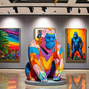Benutzer definierte große Outdoor-Statue Einkaufs zentrum Riesen dekoration Skulpturen moderne Kunst Glasfaser Gorilla Känguru - Product Image 2