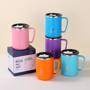 Mug isotherme moderne et minimaliste en acier inoxydable 304 de 500 ml avec poignée et couvercle, idéal pour le café, le thé et l'eau au bureau – Cadeau - Product Image 2