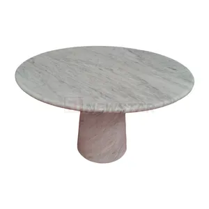 Newstar餐厅北欧圆形餐桌大理石桌面现代白色大理石餐桌