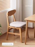 Chaise de salle à manger nordique en bois massif, style bois naturel, rembourrée, design vintage, avec dossier, tabouret papillon, mobilier de maison