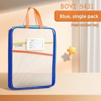 Bolsa de malla con cremallera de clasificación multicapa en forma de L tridimensional de dos tonos, diseño portátil para almacenamiento de libros y archivos