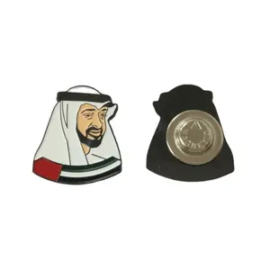 低最小起订量热卖阿拉伯联合酋长国国庆节磁性金属雕刻珐琅谢赫胸针