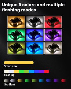 Borne lumineuse solaire 30H pour route, 10 modes de couleur RGB, 4 LED, en aluminium, étanche, avec changement de couleur dynamique, pour jardin - Product Image 3