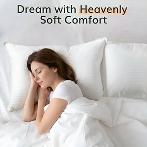 Oreillers de lit doux pour la peau 2 pièces, 50x70cm, rembourrage alternatif en duvet de qualité hôtelière, oreiller de soutien moyennement ferme - Product Image 4