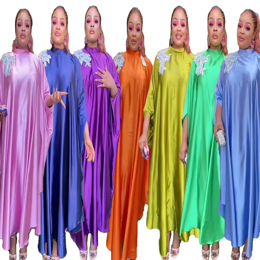 Penjualan laris gaun Rayon wanita aliran Marocain Boubou Marocain pakaian bordir wanita gaun kasual penuh layanan OEM alami