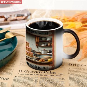 Anti Slip Thick Bottom 11oz <b>Ceramic</b> <b>Mug</b> Frosted Black Heat Color Changing Magic Cup - Product Image 5