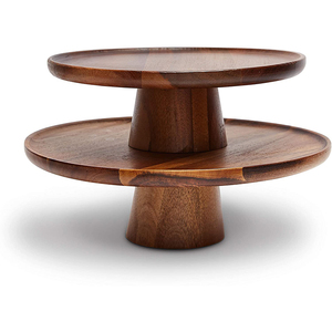 Ensemble de <span class=keywords><strong>2</strong></span> présentoirs à gâteaux en bois d'acacia naturel, support à gâteaux pour mariage d'anniversaire, idéal pour les fêtes et pour le service - Product Image 5