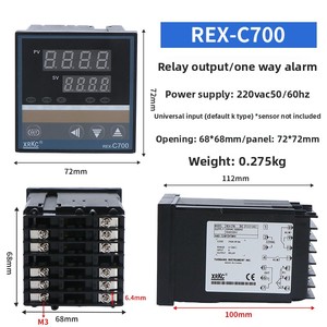REX C700 220V Plastik OEM Dijital PID Termostat Sıcaklık Kontrol Cihazı SSR/Röle Çıkışlı K Tipi Termokupl Sensörlü İç Mekan - Product Image 1