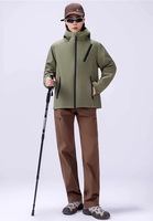 Veste Softshell Personnalisée OEM pour l'Automne, Imperméable, Coupe-Vent, à Capuche, Doublure en Maille, Fermeture Éclair Intégrale, Imprimé Fin pour l'Extérieur