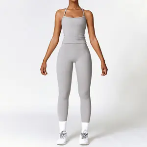 BH1140 Chaleco de mujer y pantalón largo traje de Yoga de dos piezas conjunto de ropa para correr
