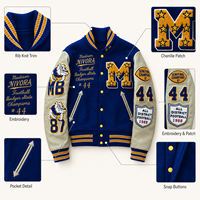Veste universitaire personnalisée brodée pour homme avec patchs lettres en chenille, manches en cuir et bordures côtelées – Style streetwear sur mesure