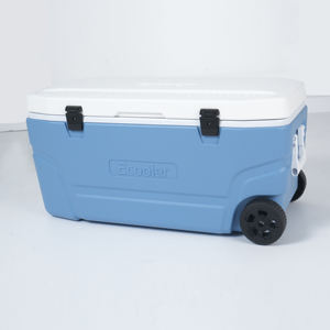 Glacière isotherme à roulettes Ecooler ZM100A 100L/105QT en PE, avec blocs de glace réutilisables, rétention de glace pendant 5 jours pour les sports de plein air - Product Image 2
