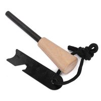 Briquet avec manche en bois de silex, pour Camping de survie en plein air, allume-cigare scintillant