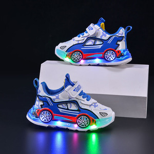 Nuove Sneakers Luminose Primavera-Autunno 2026, <span class=keywords><strong>Scarpe</strong></span> Casual per Bambini <span class=keywords><strong>con</strong></span> Disegni di Auto, Calzature in PU Leggere Anti-Odore e Impermeabili per Bambini - Product Image 4