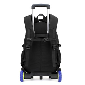2023 nouveau chariot couleur unie sac <span class=keywords><strong>à</strong></span> dos école enfants sac d'école avec roues enfant cartables pour garçons - Product Image 6