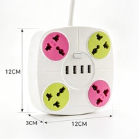 Stop Kontak Listrik Berwarna dengan Kode, 4 Port Universal dan 4 Port USB, Ekstensi Stop Kontak untuk Rumah