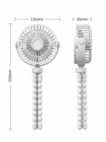 Ventilateur portable léger rotatif à 360° pour poussette de bébé, trépied flexible type pieuvre - Ventilateur USB rechargeable à clipser avec lumière pour extérieur et hôtel