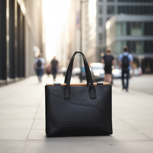 Sac fourre-tout rectangulaire Fana Teresita de luxe en PU noir avec deux poignées, rabat ouvert, grande capacité, motif gaufré, pour femme, usage quotidien décontracté - Product Image 2