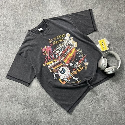Spring & Summer Street Wear Retro American Graphic Print Short Sleeve T-Shirt Casual Oversized Versatile Fashion Tee