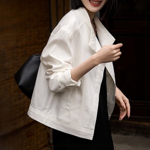 Chaqueta Vaquera Asimétrica con Cuello Alto y Botones para Mujer, Top Corto Informal de Manga Larga, Secado Rápido, Corte Regular, Nuevo Estilo Otoño 2025 - Product Image 3