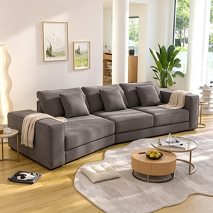 Modern L-Shape Fabric Sectional <b>Sofa</b> With <b>Cushion</b> Back And Square Arms Living Room Modular Furniture <b>Set</b> - Product Image 4