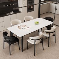 Ensemble table et chaises de salle à manger en bois massif crème nordique, style moderne minimaliste, noir, pour la maison ou les hôtels