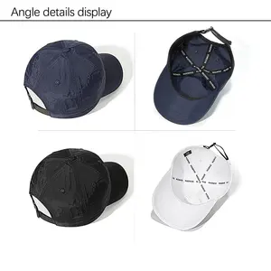 [6 Paneel] Custom Borduurwerk Logo Outdoor Golfhoed Opvouwbare Reflecterende Hardloop Dry Fit Polyester Sport Baseballpet
