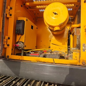 Used Excavator Engine Compartment Yellow Metal Housing <b>Battery</b> and Electrical Components Visible - Product Image 6