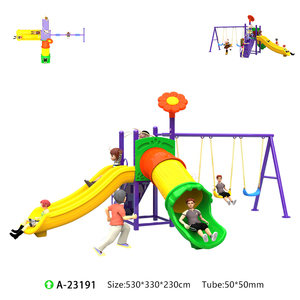 Kích thước nhỏ trượt nhựa và thép Swing Set cho trẻ em cho sân chơi ngoài trời Vườn trường sân bay - Product Image 4