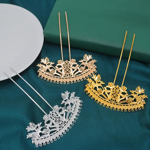 กิ๊บติดผมทรงตรงคู่ ลายฉลุ สีไม่ตก ทำจากโลหะผสม  เครื่องประดับผมโบราณสำหรับผู้หญิง ทรงผมแบบดั้งเดิม - Product Image 3