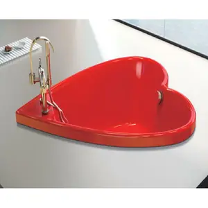 Vasca da bagno autoportante in acrilico a forma di cuore rosso acrilico a buon mercato Stand Alone 2 persone