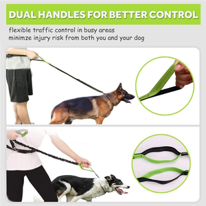 <b>Dog</b> Hands Free <b>Leash</b> with Zipper Pouch <b>Dogs</b> Running <b>Leash</b> with Dual Handle and Reflective Stitches Waist Bag for Jogging Walking - Product Image 3
