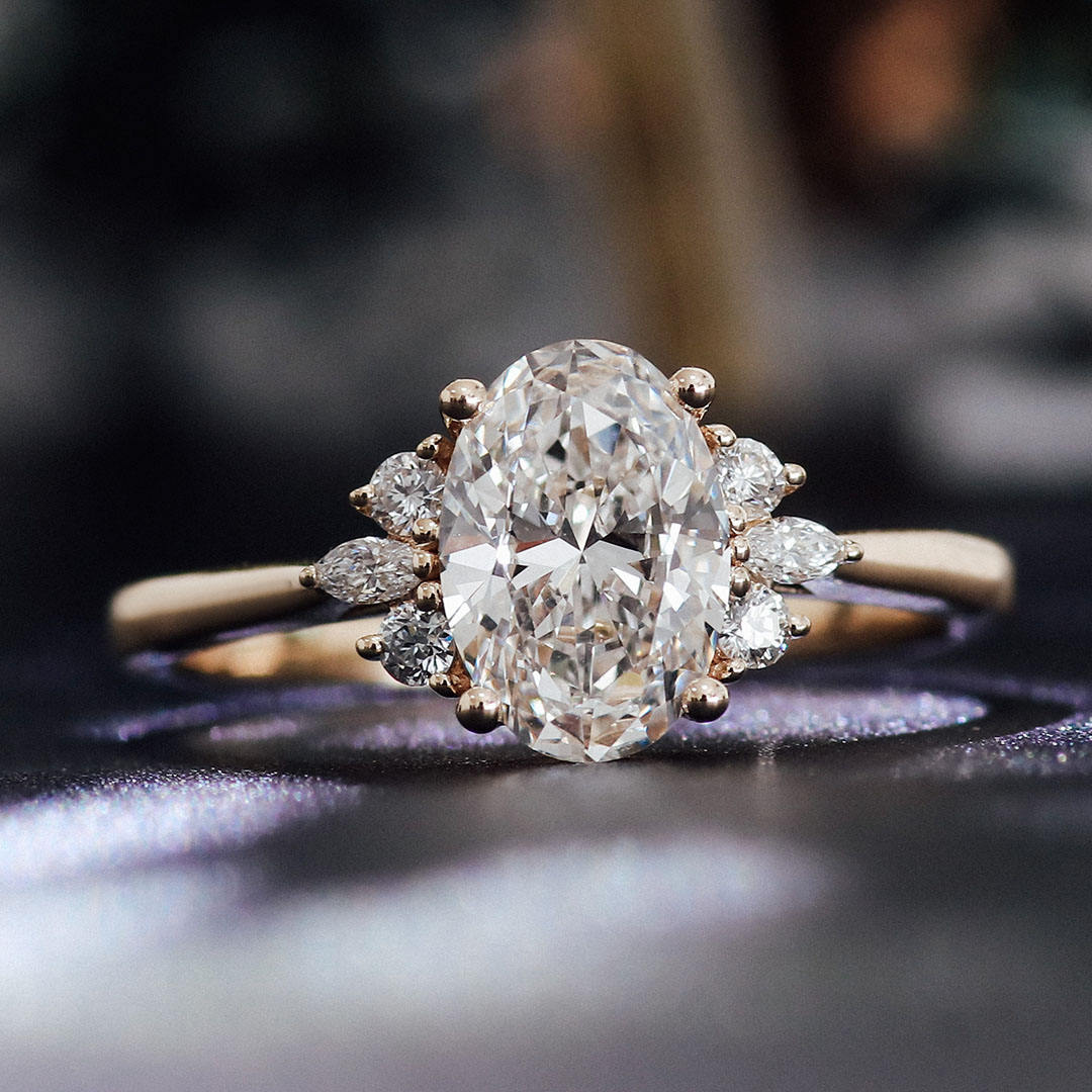 Bague en or jaune 18 carats avec diamant de laboratoire