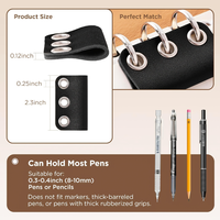 Porte-stylo en cuir PU avec boucle à 3 œillets, support élastique pour stylo pour carnet A5 à 6 anneaux, étui rechargeable pour stylo de journal