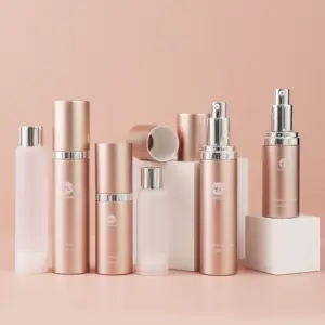 Matte Pink Cosmetic Airless Spray Bottle 30ml 50ml Sustainable Packaging Replaceable Inner Cosmetic Luxury Airless Bottle